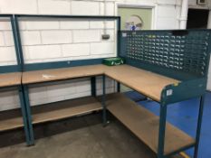 L Shaped Steel Framed Workbench, approx. 1.8m x 1.8m overall