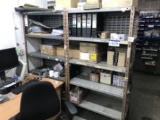 Fastenings & Fittings, as set out in plastic stacking bins and on stock rack (stock rack included)