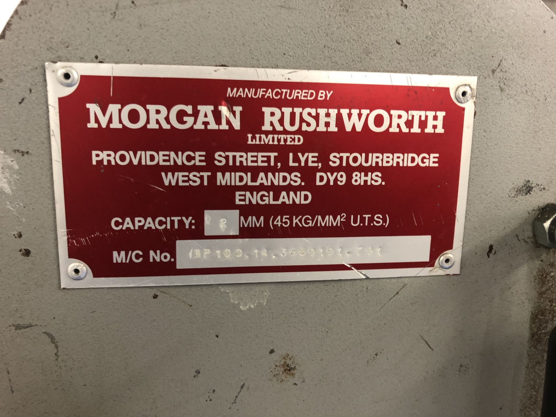 Morgan Rushworth 2mm x 2.5m BOX & PAN FOLDING MACHINE, serial no. BP100.14.3689191.791 - Image 3 of 4