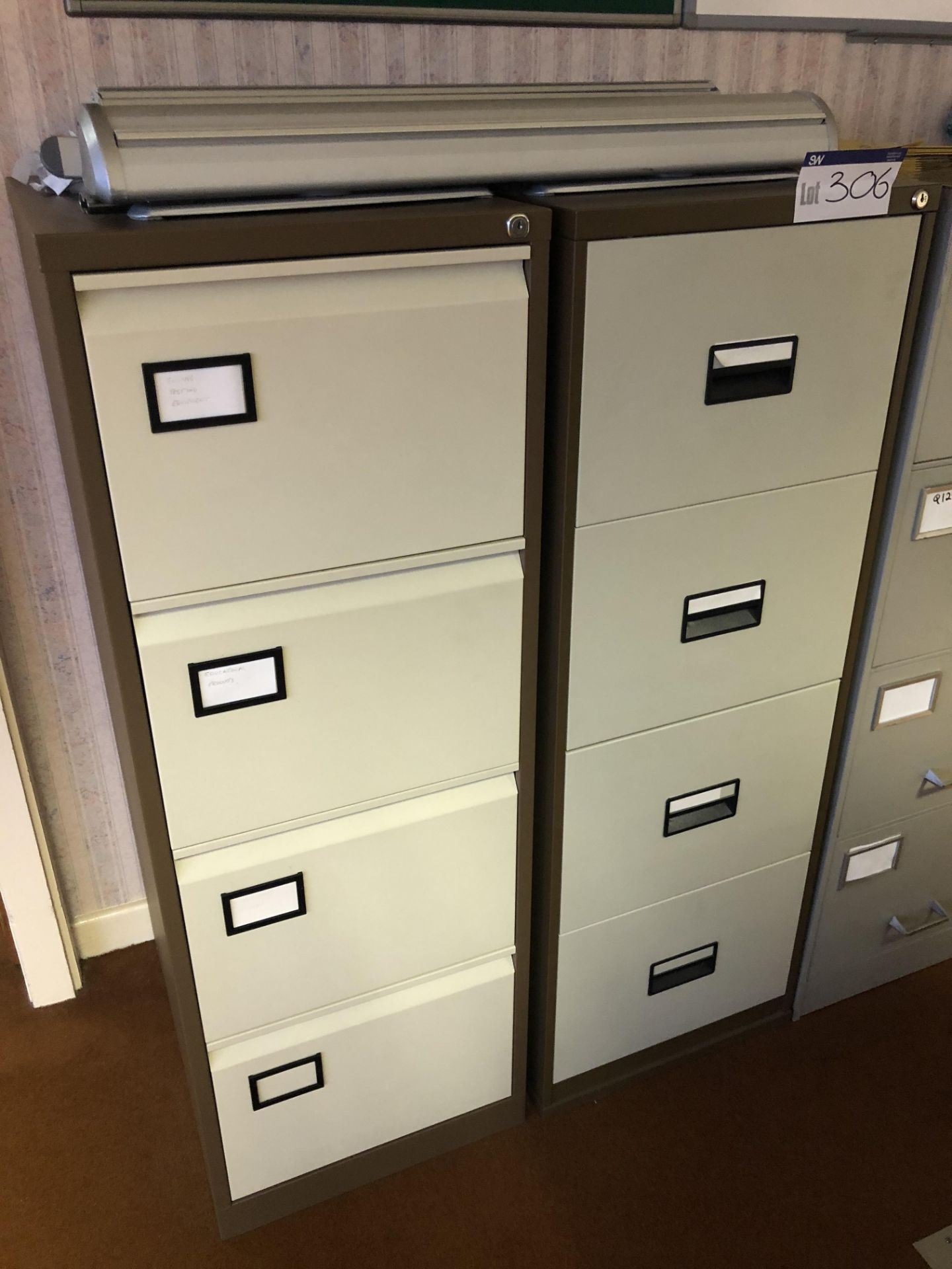 Two Steel Four Drawer Filing Cabinets