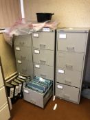 Three Steel Four Drawer Filing Cabinets