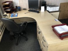 Curved Front Steel Cantilever Framed Desk, with two desk pedestals, two drawer steel filing