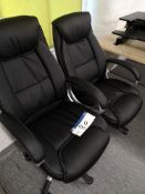 Two Black Leather Swivel Armchairs