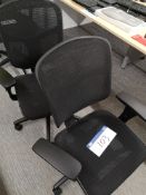 Two Black Mesh Back Swivel Armchairs