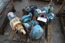 Five Assorted Pumps, each with electric motor driv