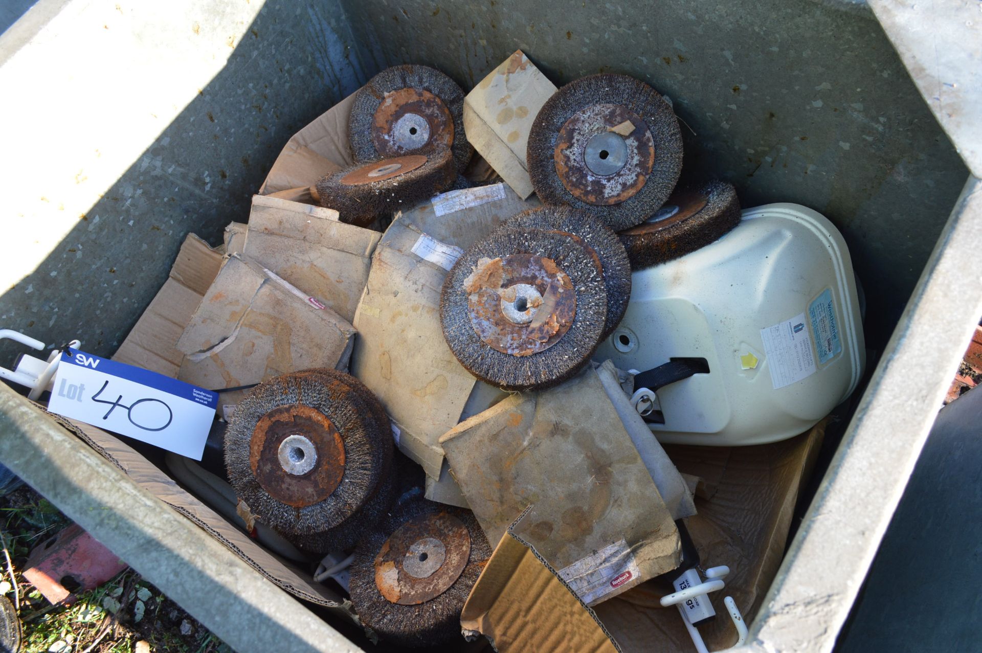 Assorted Wire Brush Wheels, in steel chest (chest