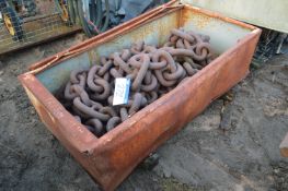 Link Chain, as set out in steel container, each li