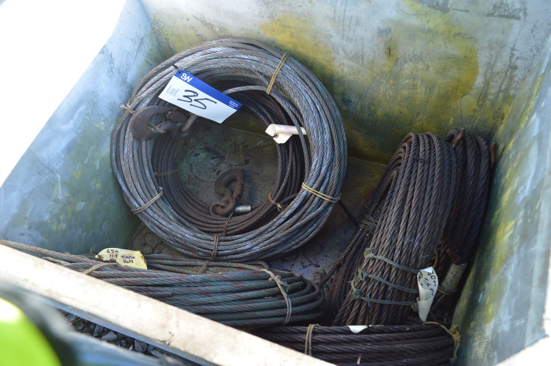 Assorted Winch / Hoist Cables, in steel chest (che - Image 2 of 3
