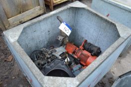 Kubota Z400 Engine, with two electric chain hoists