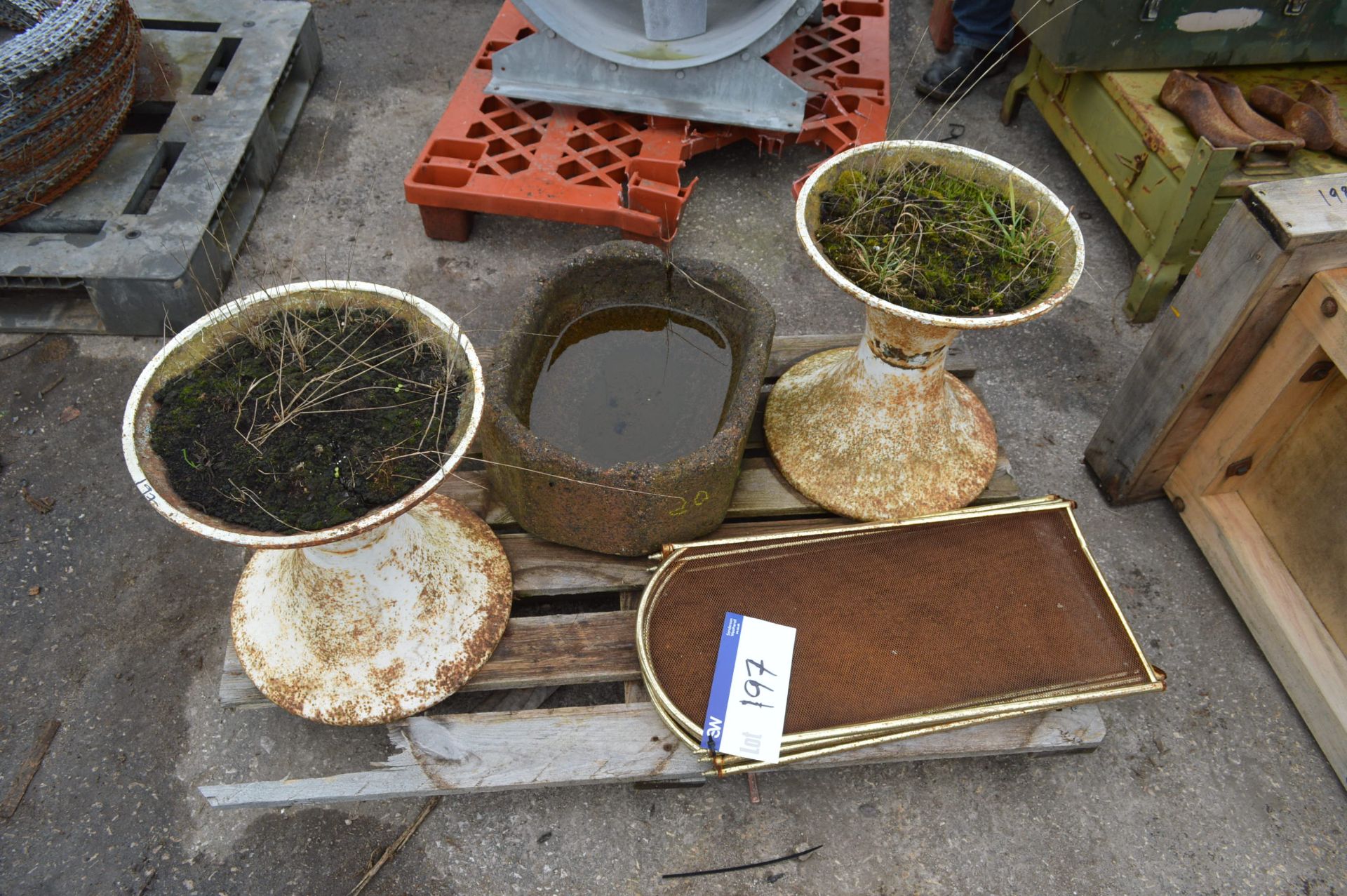 Planters & Fire Guard, on pallet, with trough