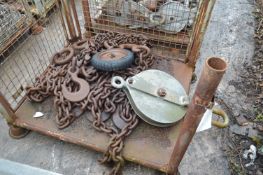 Assorted Lifting Chains & Equipment, in steel post