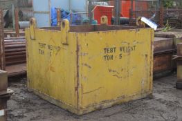 Plate Fabricated Steel Test Weight Box, marked 5 t