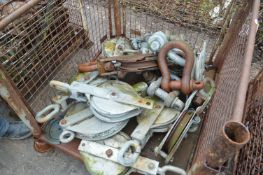 Assorted Pulley Blocks, in steel cage pallet (cage