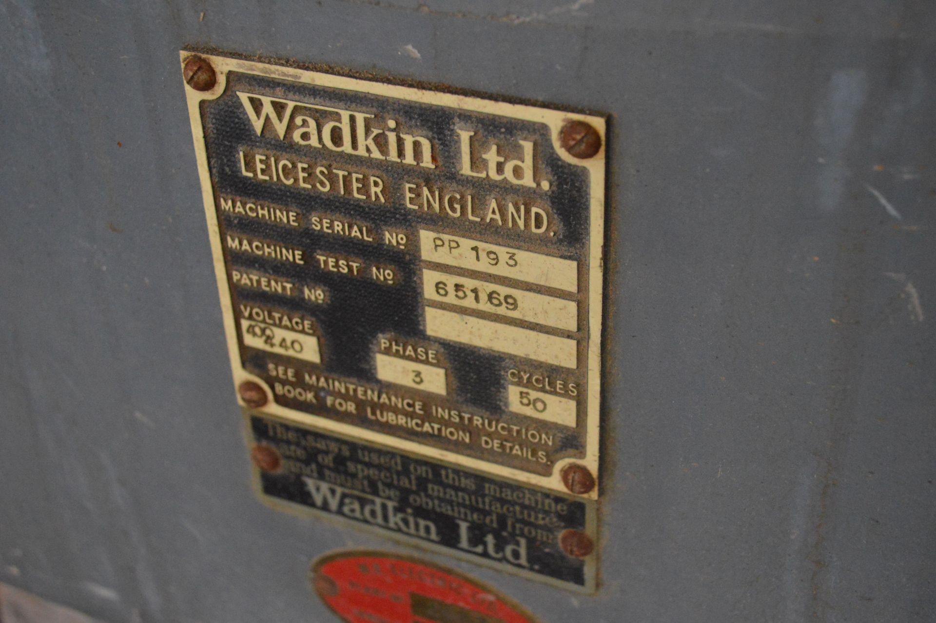 Wadkin PP Circular Saw, serial no. 193, 400/440V - Image 2 of 2