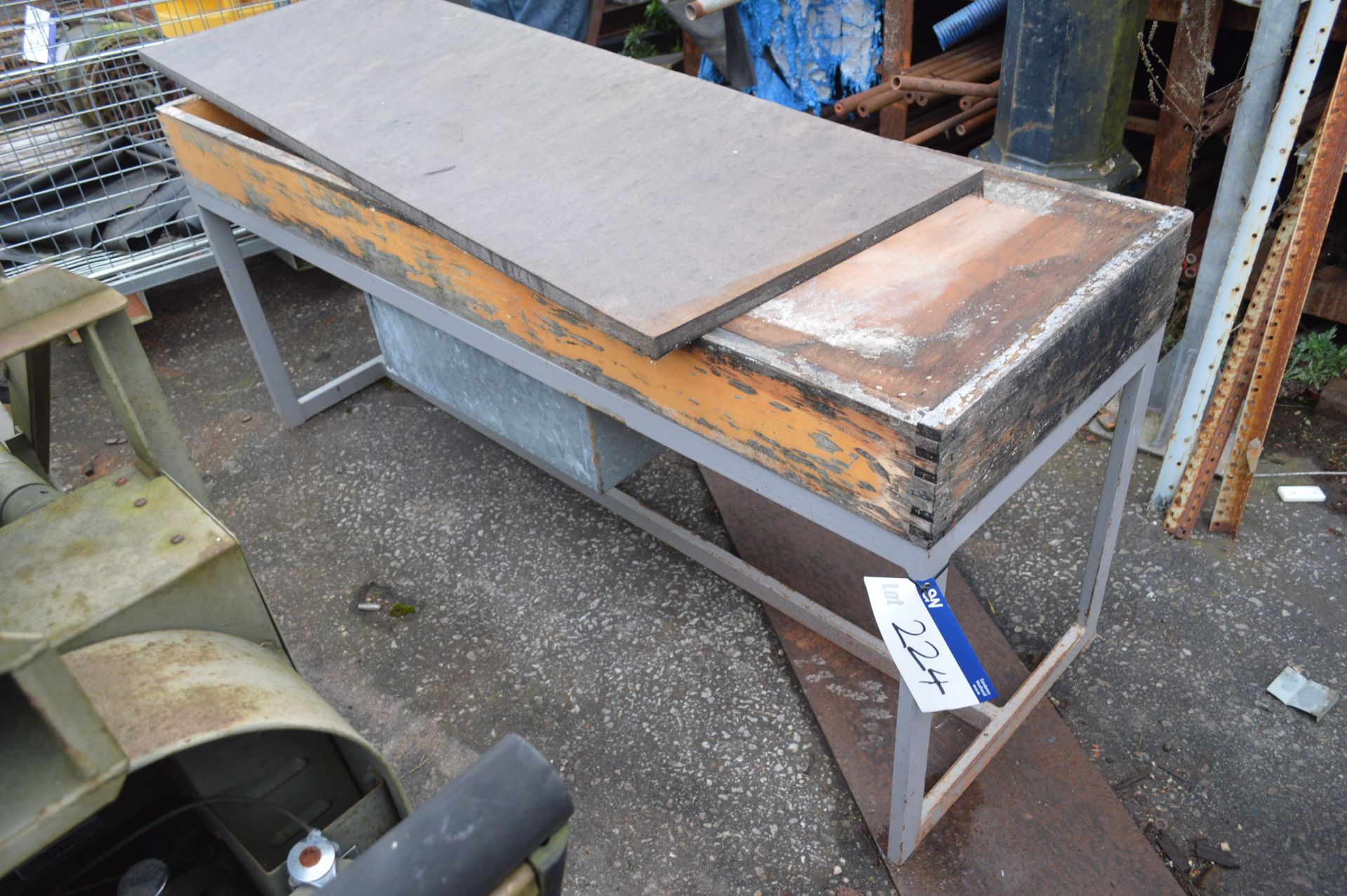 Steel Framed Timber Top Bench, approx. 1.82m x 600