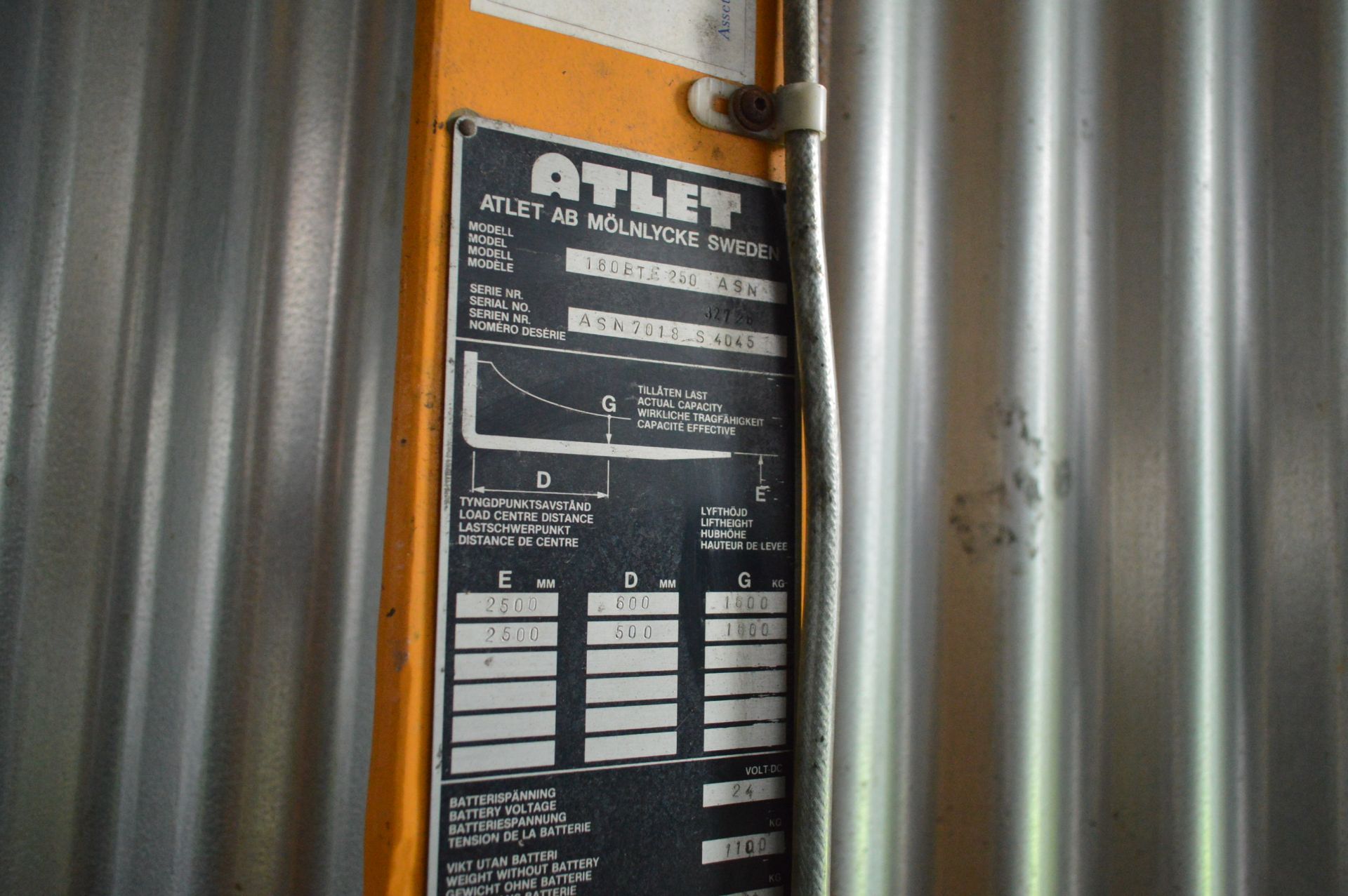 Atlet 160BTE 250 ASN Ride-on Fork Lift, serial no. - Image 6 of 8