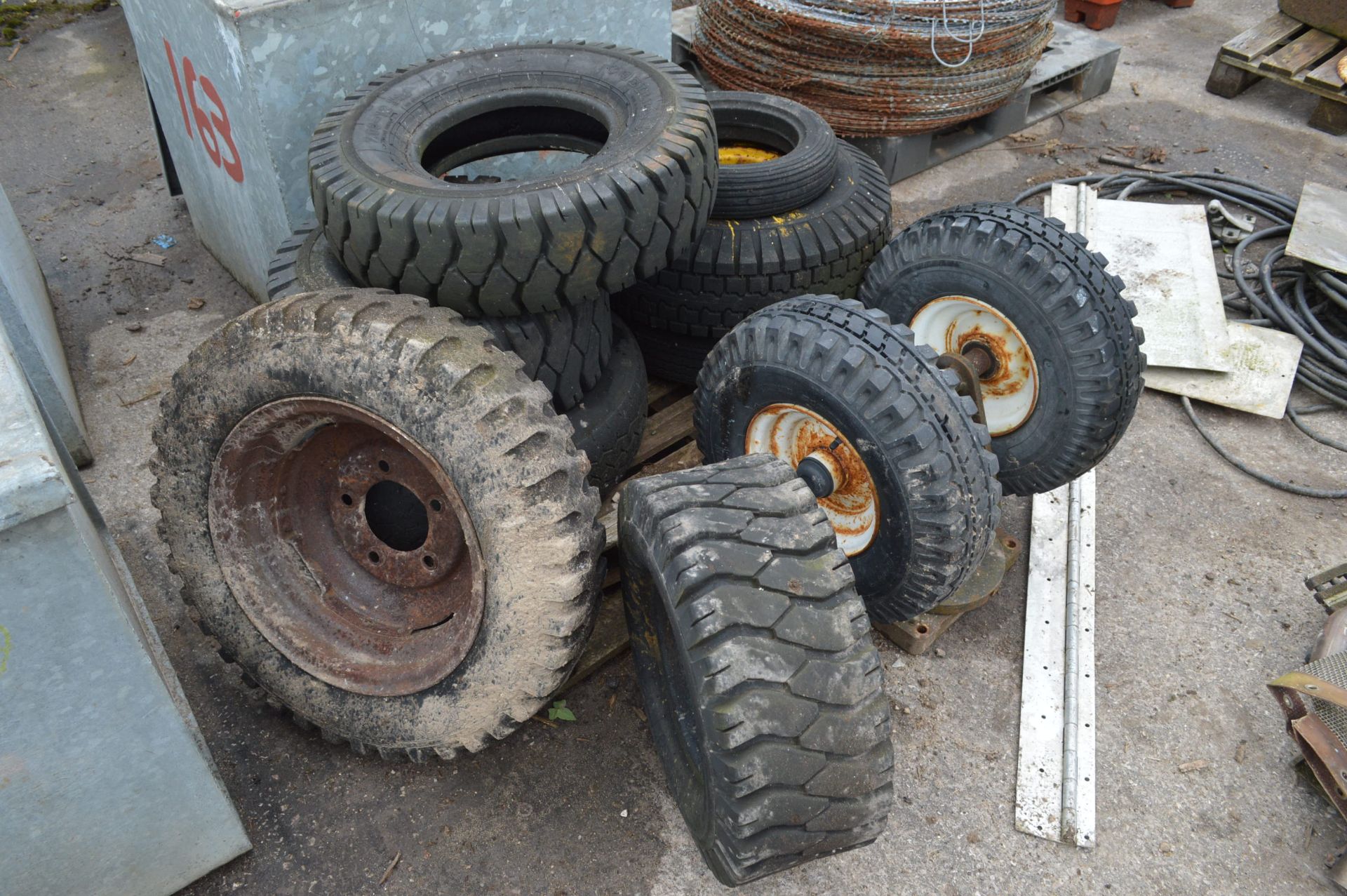 Assorted Wheels & Tyres as set out in one area