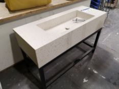 Stone Effect Composite Bathroom Sink Unit Approximately, 1.32m x 0.5m x 0.86m