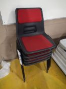 5 Red Upholstered Stacking Chairs