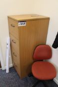 Light Oak Veneered Four Drawer Filing Cabinet