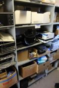 Assorted IT Equipment, including printers, monitors, routers, as set out on rack