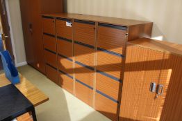 Four Oak Veneered Four Drawer Filing Cabinets