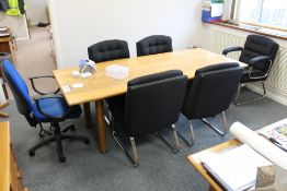 Rectangular Meeting Table, with five fabric upholstered steel framed stand chairs