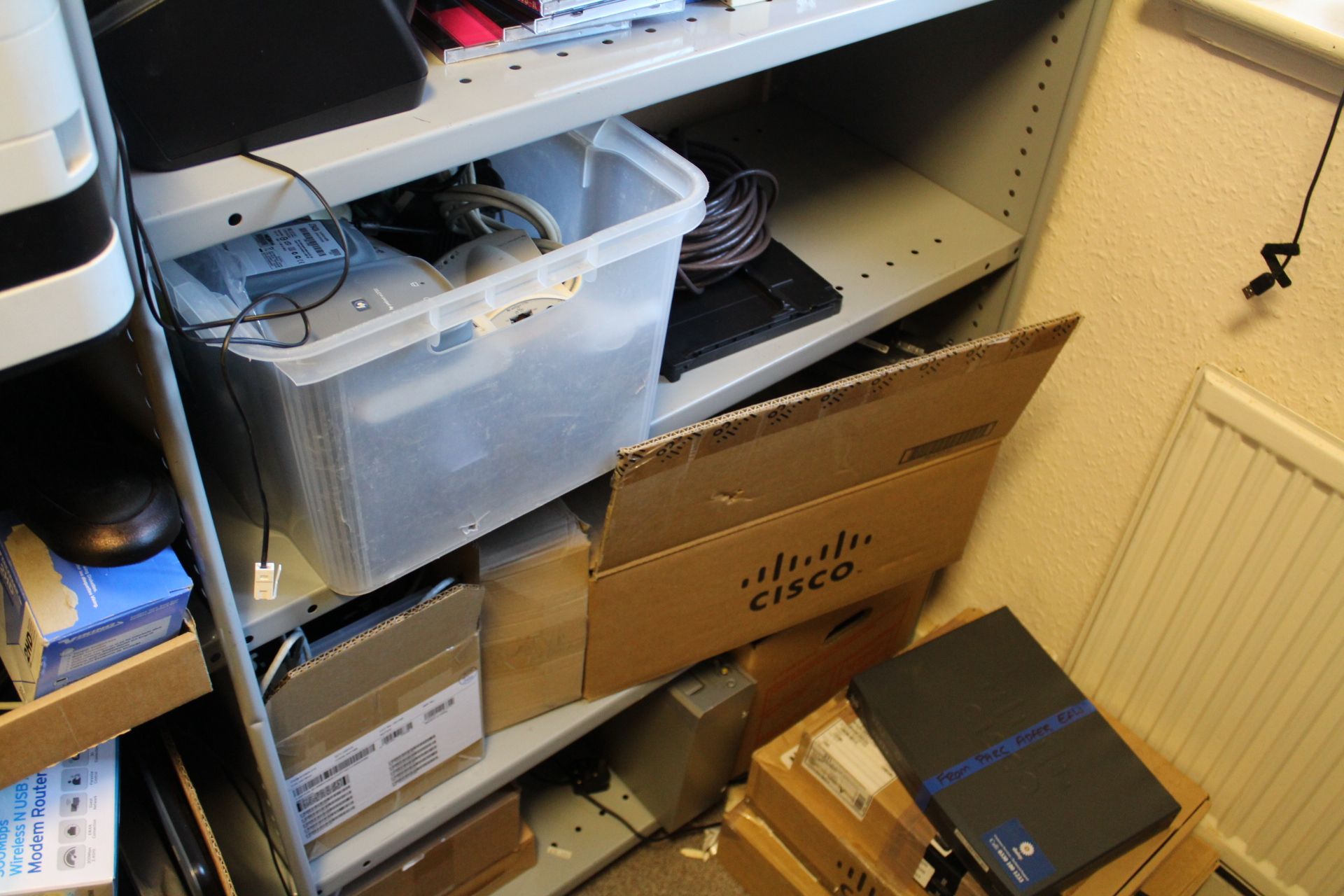 Assorted IT Equipment, including table stand microphone, printers, routers, as set out on rack - Image 3 of 3