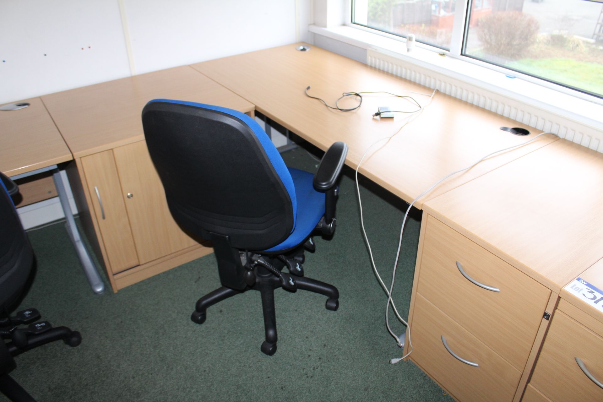 Curved Front Light Oak Veneered Cantilever Framed Desk, with cantilever framed desk, chest of - Image 2 of 2