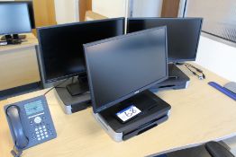 Three Benq Flat Screen Monitors, with monitor stands