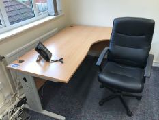 Light Oak Veneered Cantilever Framed Desk & Leather Effect Upholstered Swivel Armchair
