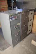Three Steel Four Drawer Filing Cabinets