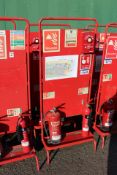 Two Commander Radio Link Wireless Mobile Fire Alarm Stands, with foam and CO² fire extinguishers