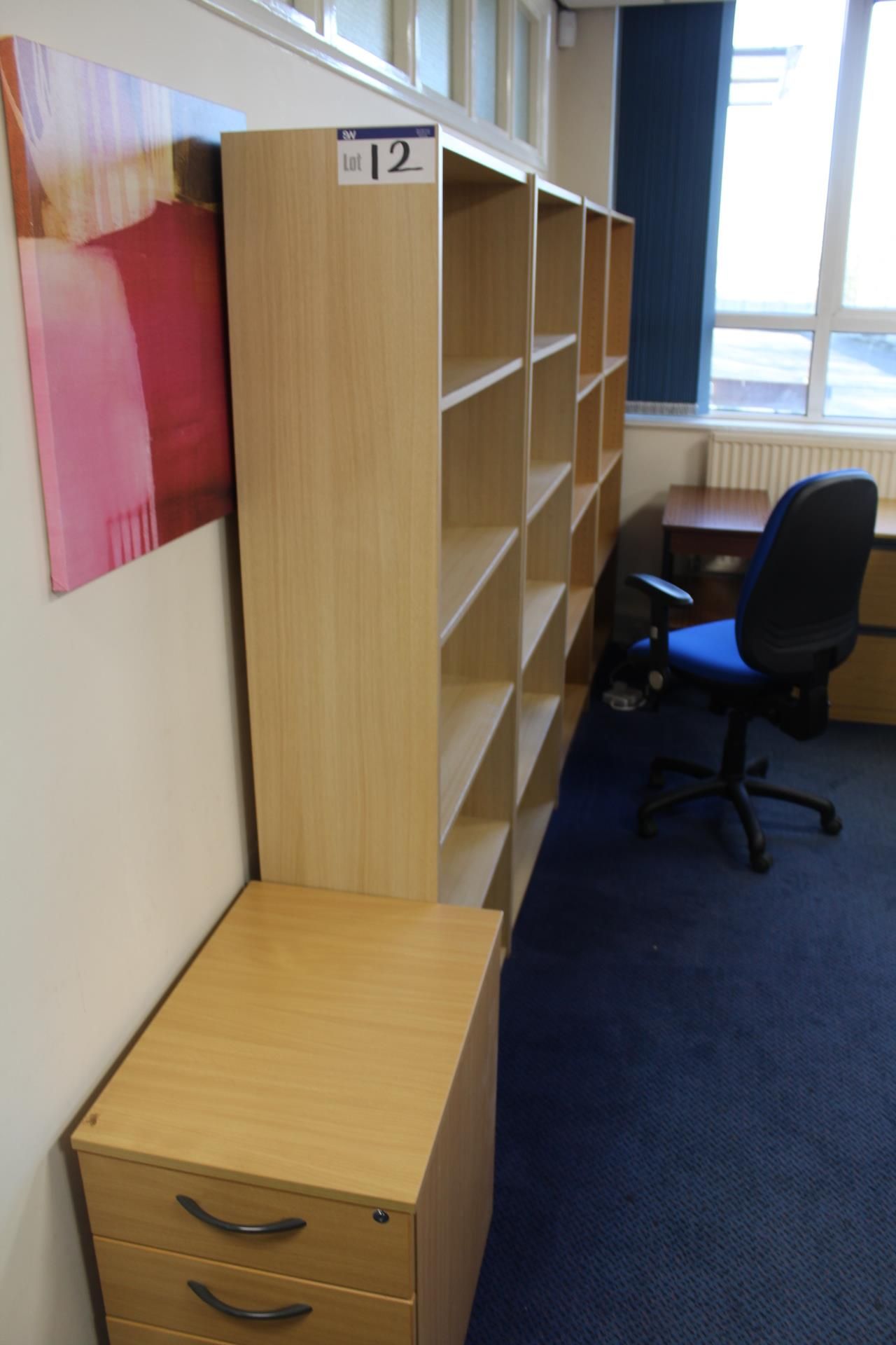 Four Light Oak Veneered Bookcases