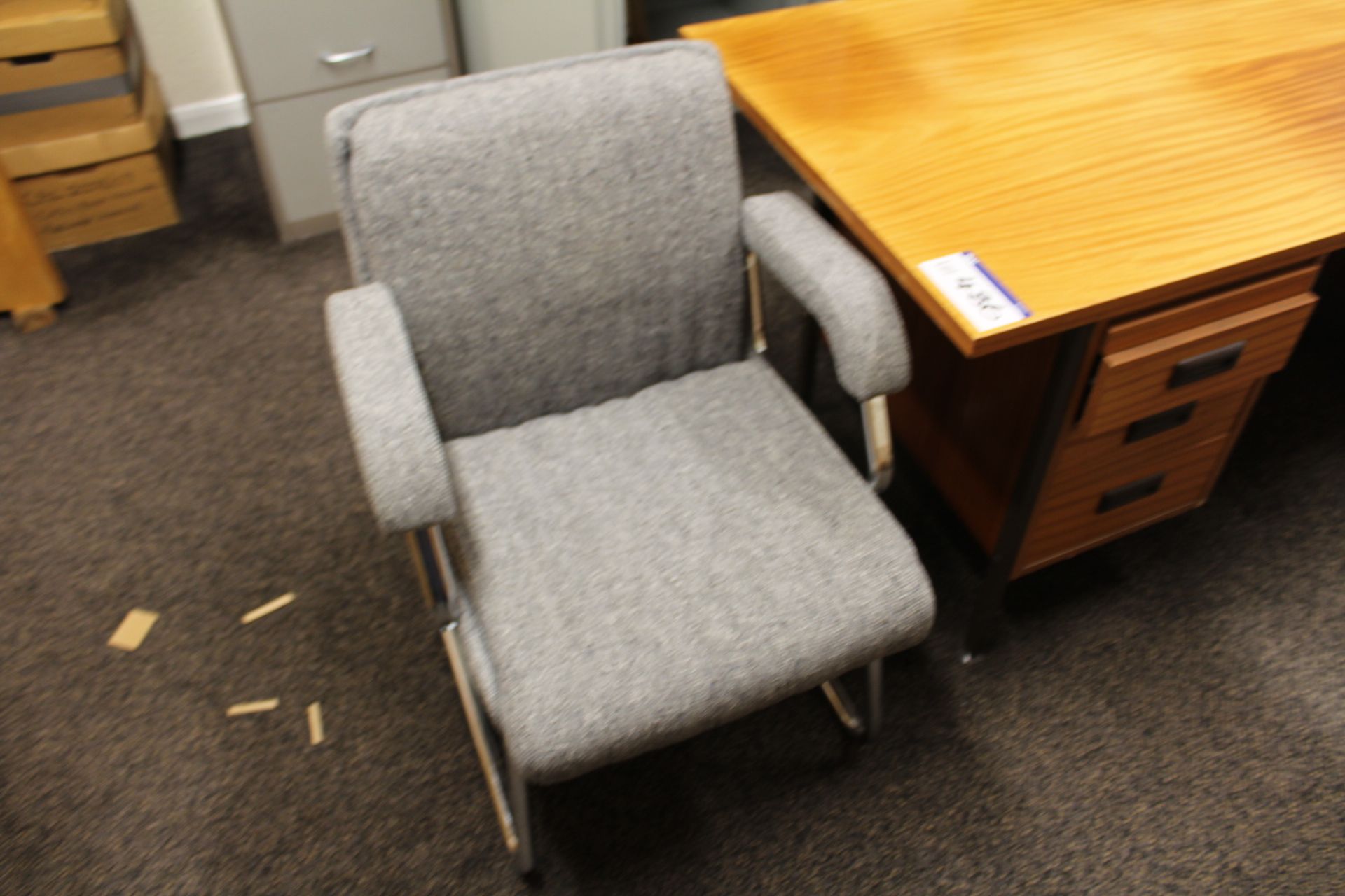 Steel Framed Pedestal Desk, with steel framed side table, double door cabinet, three fabric - Image 3 of 3