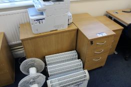 Two Light Oak Veneered Desk Pedestals