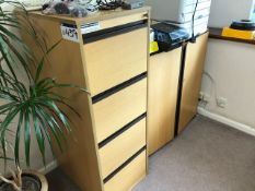 Light Oak Veneered Double Door Cabinet & Four Drawer Filing Cabinet