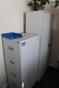 Double Door Steel Cabinet, with steel four drawer filing cabinet