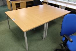 Three Steel Framed Light Oak Veneered Tables