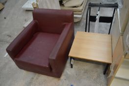 Leather Effect Upholstered Armchair, with steel fr