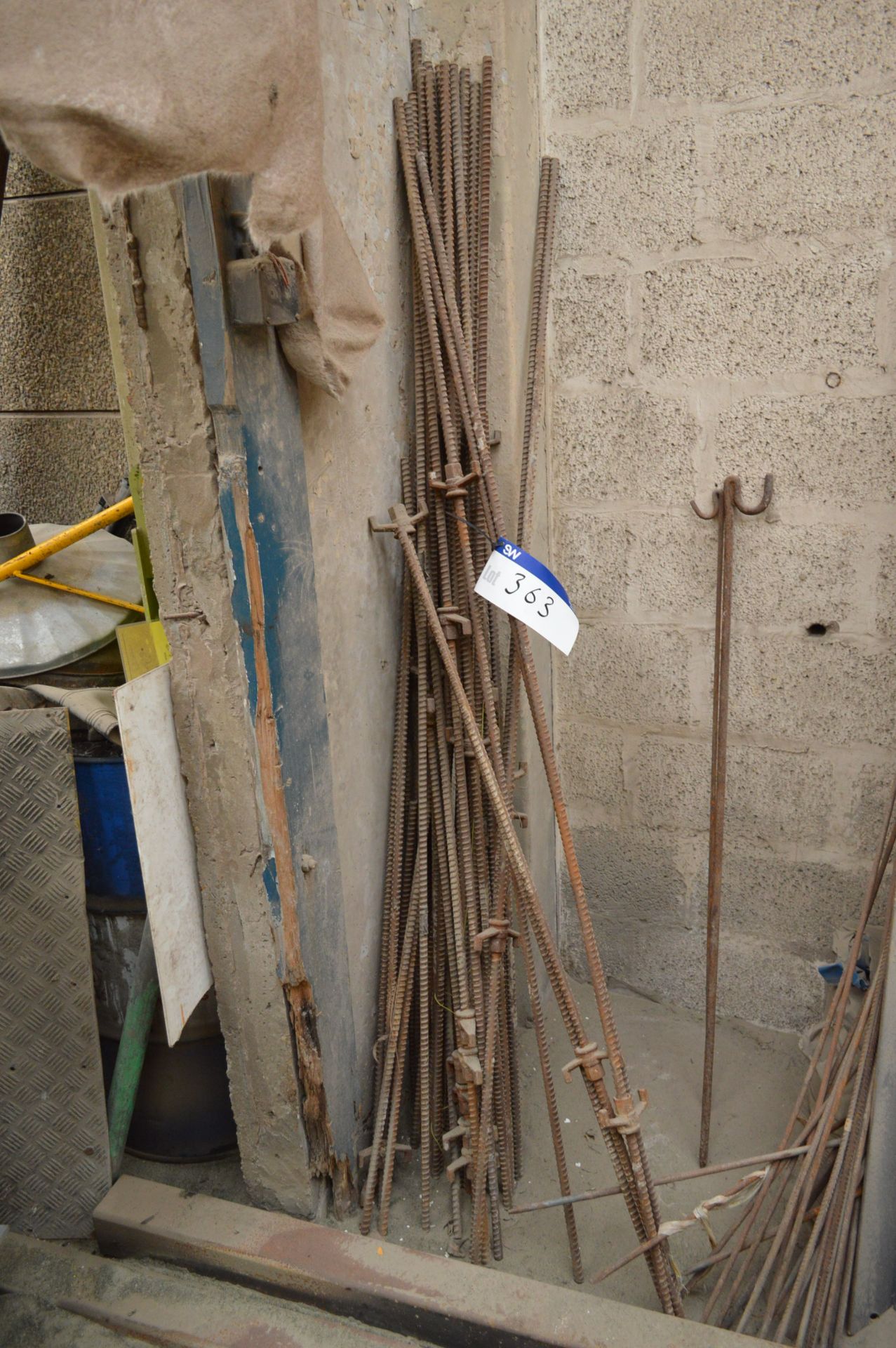 Concrete Support Rods as set out against wall