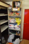 Assorted PPE, as set out on shelving unit