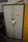 Double Door Steel Cabinet, with contents including