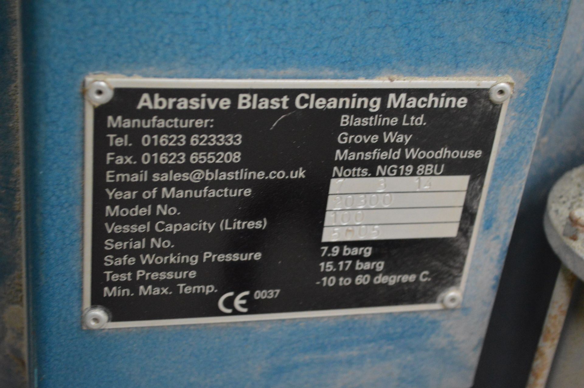 Blastline 20300 Abrasive Blast Cleaning Machine, s - Image 3 of 3