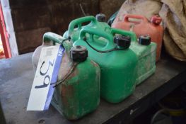 Five Plastic Fuel Cans