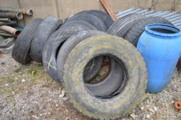 11 Assorted Tyres, as set out in one area