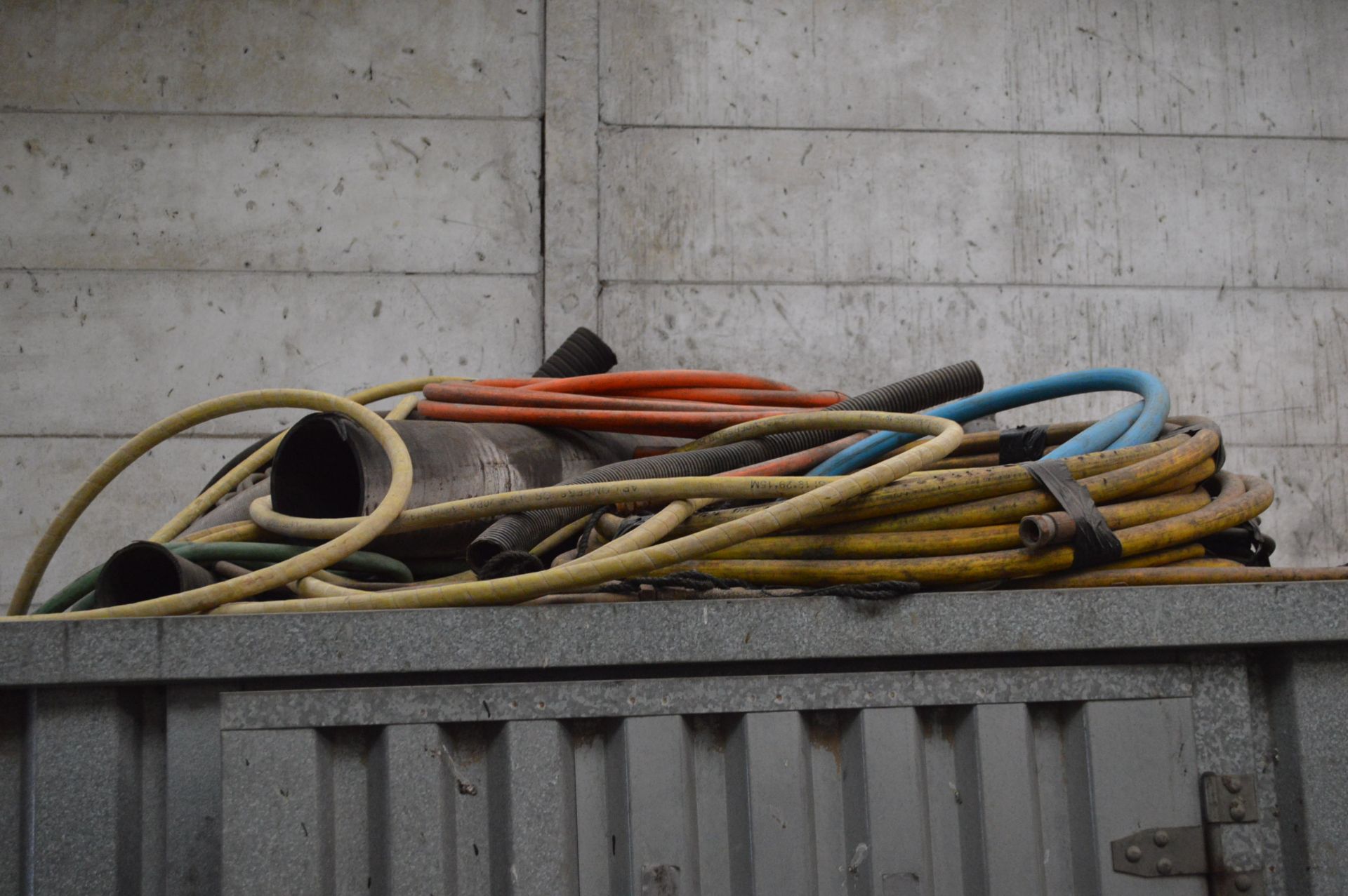 Assorted Hoses & Pipes, as set out on storage unit