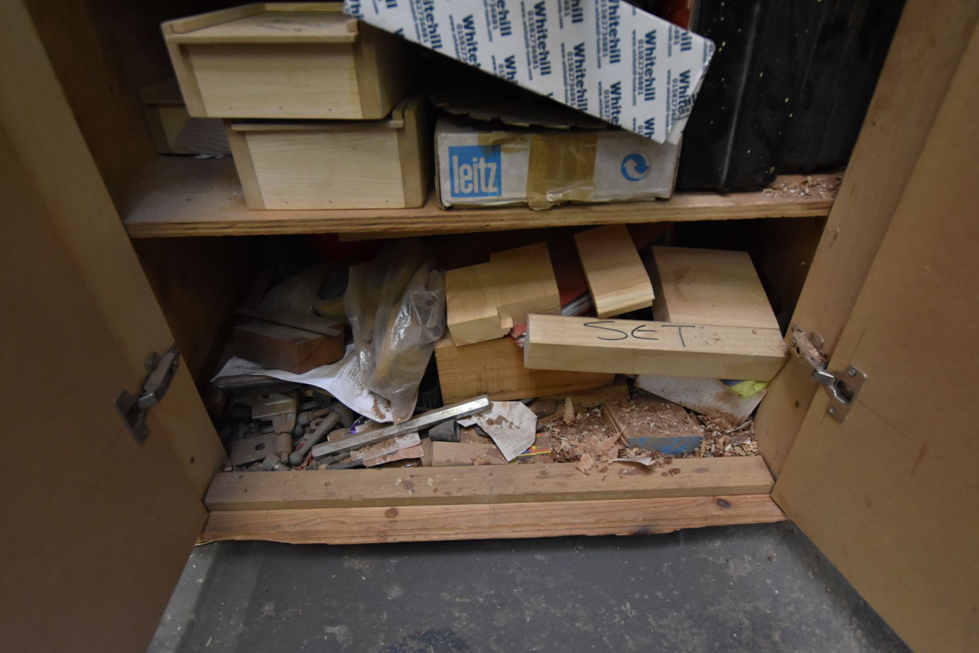 Double Door Wood Cabinet, with contents including - Image 5 of 5