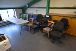 Assorted Chairs & Folding Leg Table, as set out