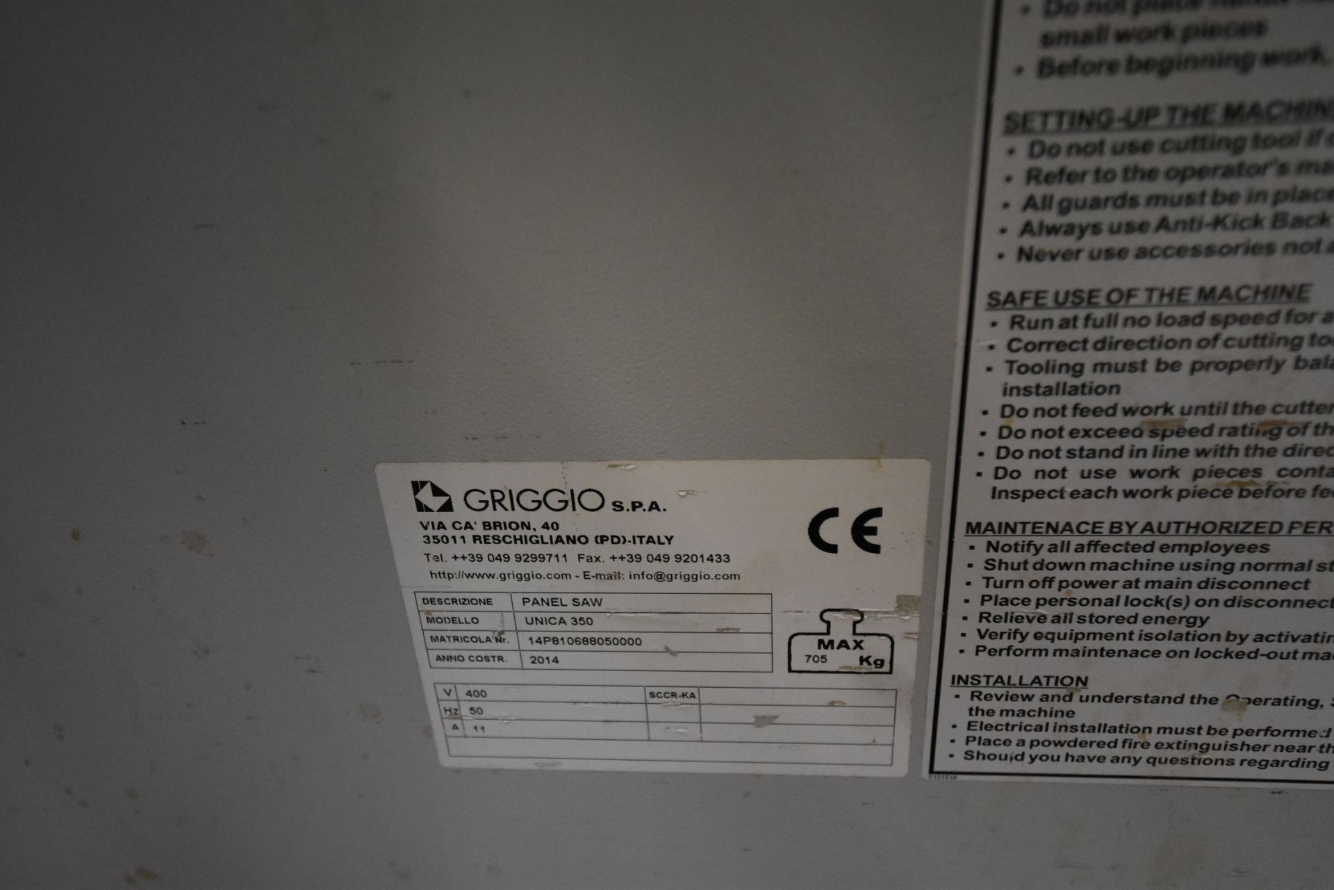 Griggio UNICA 350 DIMENSION PANEL SAW, serial no. - Image 6 of 9